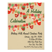 Red + Green Lanterns Custom Christmas Invitations