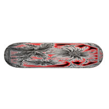 Red, Grey (Grey) & Black Flower Graphic Art Skateboard Deck