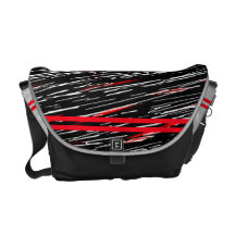 Red Grey Stripe Scratch Messenger Bag