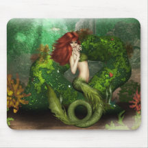 Red Haired Mermaid Mouse Pad