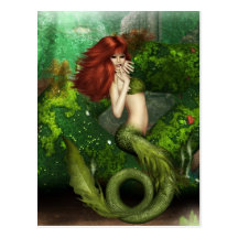 Red Haired Mermaid Postcard