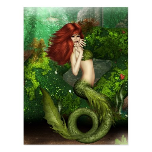 Red Haired Mermaid Postcard