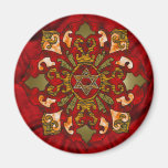 Red Hanukkah Mandala Magnets
