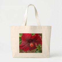 red hawaii hibiscus plant canvas bag