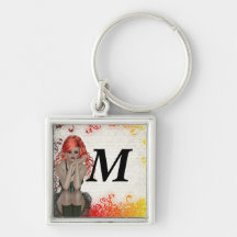 Red headed goth girl key chains