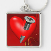 Red Heart and Screw Key Chains