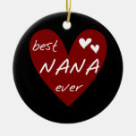 Red Heart Best Nana Ever T-shirts and Gifts Christmas Tree Ornaments