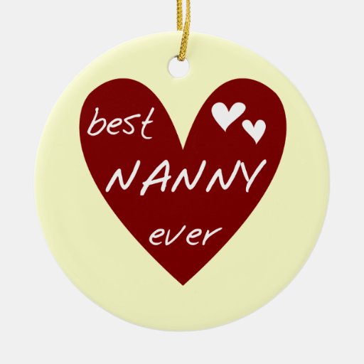 Red Heart Best Nanny Ever T-shirts and Gifts Christmas Tree Ornament