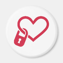 Red heart lock magnets