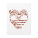 Red Heart Mediaeval Music Manuscript Rectangle Magnet