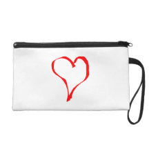Red Heart on White. Wristlet Clutches