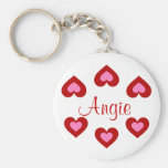 Red Hearts Customisable Valentine Name Keychain