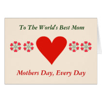 Red Hearts Flower and Heart Mothers Day Card cards