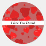 Red Hearts, I love You David Round Sticker