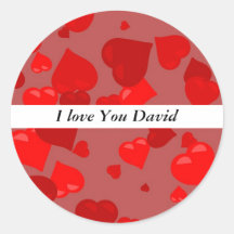 Red Hearts, I love You David Round Sticker