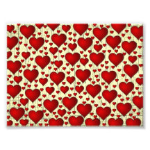 Red Hearts Pattern Photo Print