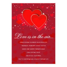 Red hearts valentine party invitation