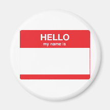Red - Hello, my name is (your text) Magnet