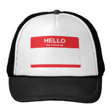 Red - Hello, my name is (your text) Mesh Hat