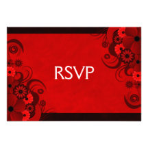 Red Hibiscus Elegant Custom RSVP Response Cards Personalised Invitations