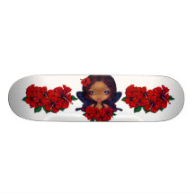 Red Hibiscus Fairy Skateboard