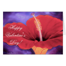 Red Hibiscus I Love You Valentine ... - Customised Cards