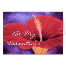 Red Hibiscus I Love You Valentine ... - Customised Greeting Card