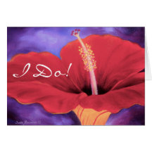 Red Hibiscus I Love You Wedding ... - Customised Card