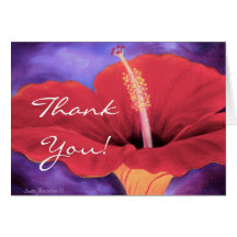 Red Hibiscus Thank You Card Art ... - Customised