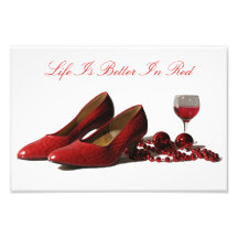 Red High Heel Shoes and Red Wine Photo Art