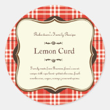Red Holiday Plaid Label Sticker