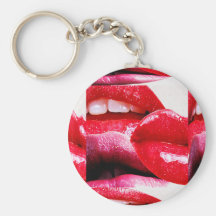 Red Hot Lipstick Lips Keychains