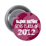 Red ink splatter school senior class of grunge buttons