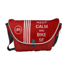 Red KEEP CALM AND BIKE SF Monogram Racing Stripe Messenger Bag