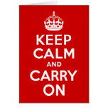 Red Keep Calm and Carry On Greeting Card