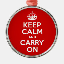Red Keep Calm and Carry On Ornaments