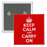 Red Keep Calm and Carry On Pins