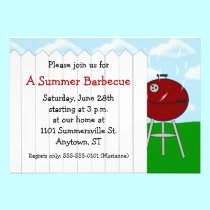 Red Kettle Grill and Picket Fence Party Invitation invitations