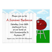 Red Kettle Grill and Picket Fence Party Invitation