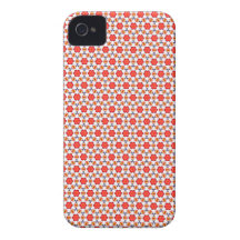 Red kitsch flower pattern iPhone 4 cover