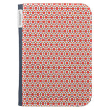 Red kitsch flower pattern kindle folio case
