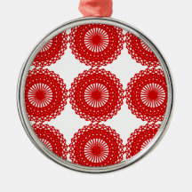 Red Lace Pattern Design. Christmas Tree Ornaments