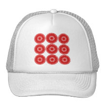Red Lace Pattern Design. Mesh Hat