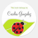 Red Ladybug Bookplates Sticker