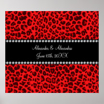 Red leopard pattern wedding favors poster