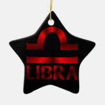 Red Libra Horoscope Symbol Christmas Ornaments