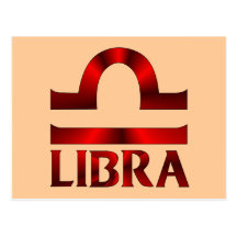 Red Libra Horoscope Symbol Postcards