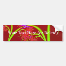 Red Lime Green and Purple Fractal Art Design Bumper Sticker