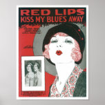 Red Lips Kiss My Blues Away Songbook Cover Print