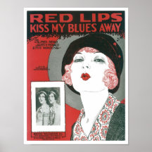 Red Lips Kiss My Blues Away Songbook Cover Print